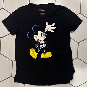 Disney Black Tee with Mickey Skeleton Design